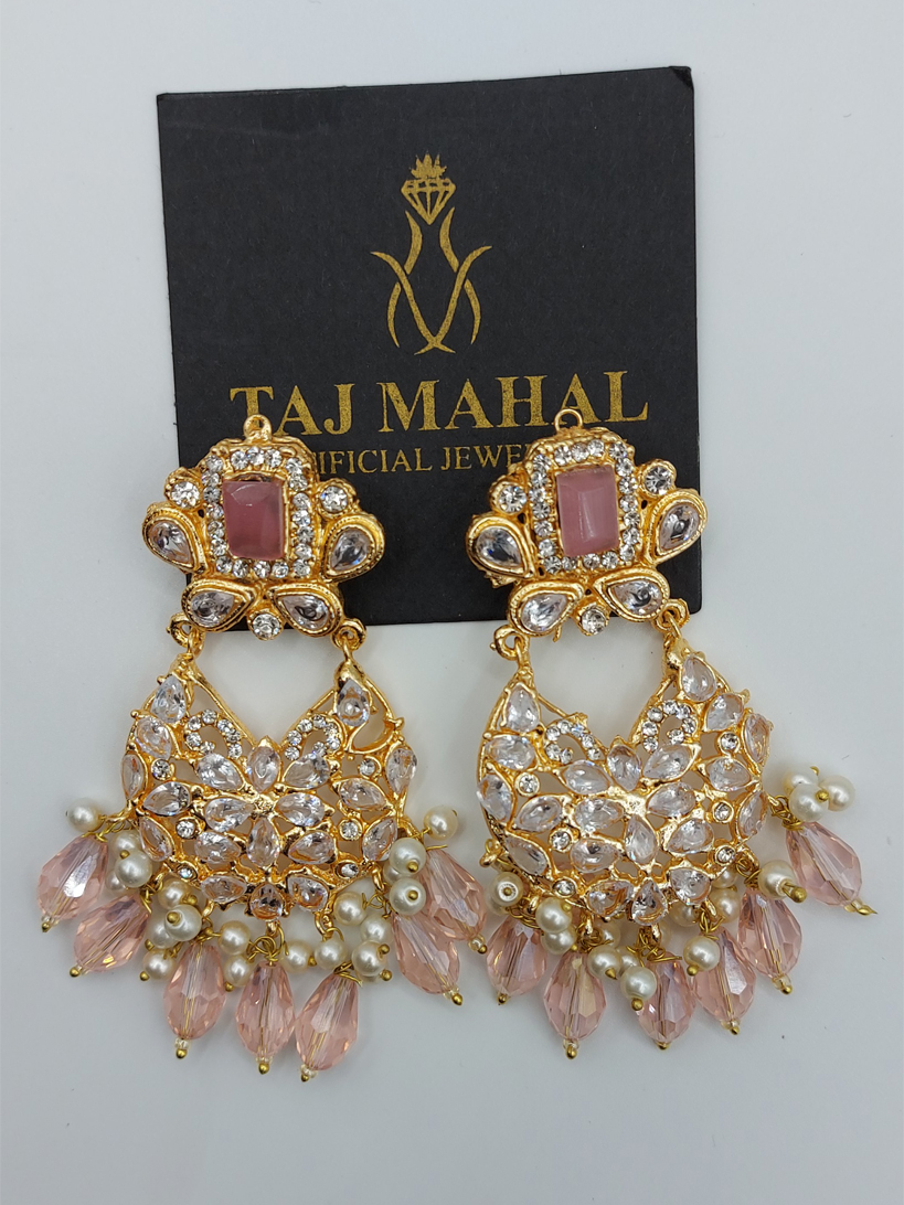 Noor-e-Lail Black Onyx & Silver-Gold Floral Drop Earrings - Image 4