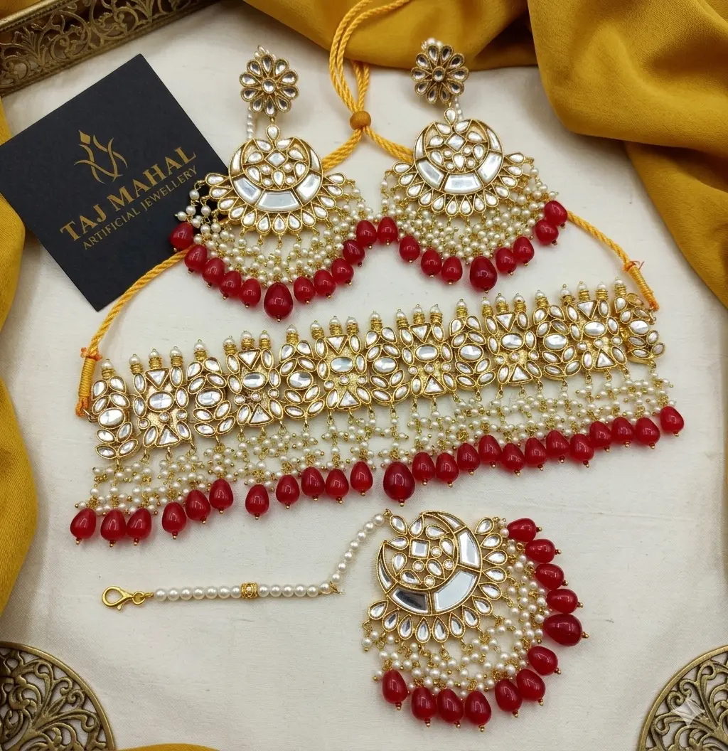Royal Antique Gold Kundan Choker Jewelry Set
